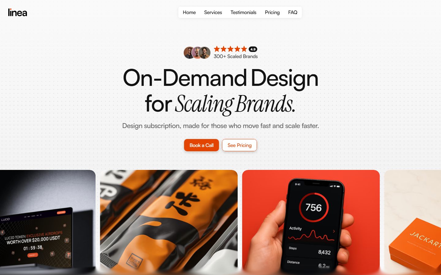 Linea Design Subscription 演示首屏